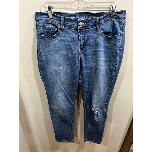 Old Navy Jeans Women's Size 10 R Blue Boyfriend Skinny Mid Rise Denim - Picture 1 of 8